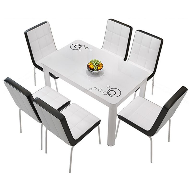Glass Top Dining Table Modern Rectangle Dining Table with 4 Legs Clearhalo ' dining_table' 'Dining Tables & Seating' 'Dining Tables' 'Furniture' 'furniture_dining_table' 'Kitchen & Dining Furniture' 'kitchen&dining_furn' 'kitchen' 'kitchen_dining_table' 1200x1200_7547e438-ddf9-4855-816e-b704d87ee5f5