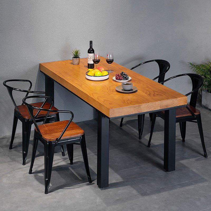 1/5 Pcs Metal Industrial Dining Room Set with Pine Wood Top Table Dinette Set Clearhalo 'Dining Room Sets' 'Dining Tables & Seating' 'dining_room_set' 'furn' 'furn_dining_room_set' 'Furniture' 'furniture_dining_room_set' 'Kitchen & Dining Furniture' 'kitchen&dining_furn' 'kitchen' 1200x1200_754948a1-6be8-47ec-a7f8-ddc200d90c00