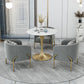 Glam Style Dinette Set 1/2/4/5 Pcs Round Stone Dinette Table with Dining Chair Clearhalo 'Dining Room Sets' 'Dining Tables & Seating' 'dining_room_set' 'furn' 'furn_dining_room_set' 'Furniture' 'Kitchen & Dining Furniture' 1200x1200_754a1b82-8fcb-4b61-8948-80ef5b253641