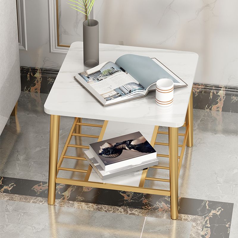 4 Legs Metal End Table Luxurious Stone Top Side End Snack Table Clearhalo 'Coffee & Accent Tables' 'End & Side Tables' 'end_side_tables' 'furn' 'furn_end_side_tables' 'Furniture' 'Living Room Furniture' 1200x1200_754c4177-9557-49b9-96c8-8541103e21b0