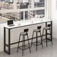 Stone Modern Cocktail Bar Table Footrest Trestle Rectangle Counter Table in White Clearhalo 'Bar Furniture' 'Bar Tables' 'bar_tables' 'furn' 'furn_bar_tables' 'Furniture' 'furniture_bar_tables' 'Kitchen & Dining Furniture' 1200x1200_754ca34e-c892-4510-bb31-549724f62b0f