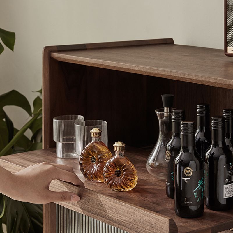 Storage Solid Wood Glass Door Cabinet Mid Century Chest in Walnut Clearhalo 'Cabinets & Chests' 'cabinets_chests' 'furn' 'furn_cabinets_chests' 'Furniture' 'Living Room Furniture' 1200x1200_754d3438-3743-46b5-a541-87fcb35ebf5d