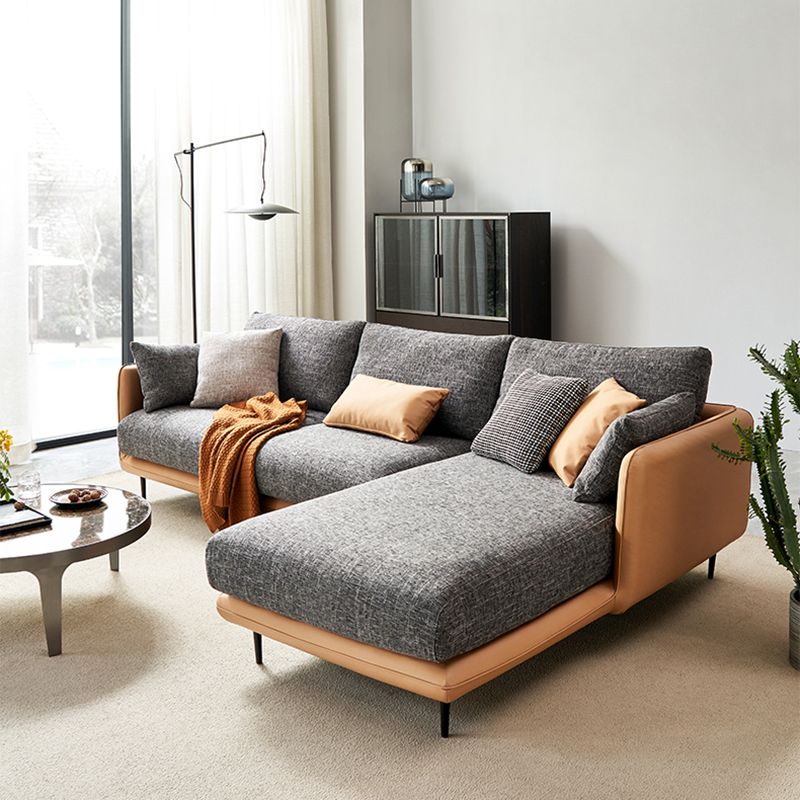 Modern Tuxedo Arm Removable Cushions Sofa with Pillows 35.43" for Living Room Clearhalo 'furn' 'furn_sectionals' 'Furniture' 'furniture_sectionals' 'kitchen' 'kitchen_sectionals' 'Living Room Furniture' 'Sectionals' 1200x1200_754dd948-fd43-420c-be1e-598f5ad4f74b