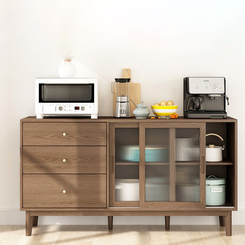 3-Drawer Rubber Wood Sideboard Modern Adjustable Shelving Credenza for Living Room Clearhalo 'buffet_sideboard' 'Buffets & Sideboards' 'Furniture' 'furniture_buffet_sideboard' 'Kitchen & Dining Furniture' 1200x1200_754e93cc-440c-4651-921a-27f0f7fa04d2