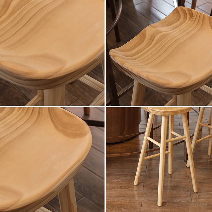 Modern Armless Counter Stool Pine Wood Cafe Bar Stool with Wooden Seat and Pedal Clearhalo 'Bar Furniture' 'Bar Stools' 'bar_stools' 'furn' 'furn_bar_stools' 'Furniture' 'furniture_bar_stools' 'Kitchen & Dining Furniture' 1200x1200_754e9b10-a88b-4107-ad7d-44c7b2d91842