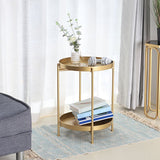 Round Shape Sofa Side Accent Table Tray Top Modernistic Bedroom End Table