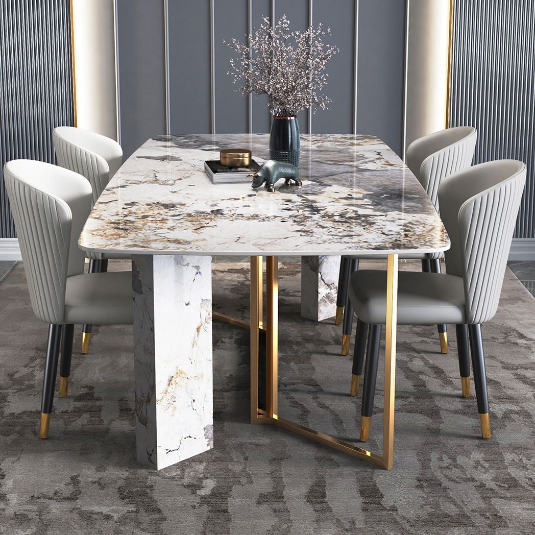 Glam Style 1/4/5/6/7 Pieces Dining Set Rectangle Sintered Stone Dining Table Set Clearhalo 'Dining Room Sets' 'Dining Tables & Seating' 'dining_room_set' 'furn' 'furn_dining_room_set' 'Furniture' 'furniture_dining_room_set' 'Kitchen & Dining Furniture' 'kitchen&dining_furn' 'kitchen' 1200x1200_755106b3-aa82-4c35-bc65-f9825a191289