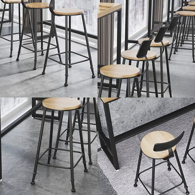 Industrial Style Bar Stools Backrest Barstool with Black Metal Legs Clearhalo 'Bar Furniture' 'Bar Stools' 'bar_stools' 'furn' 'furn_bar_stools' 'Furniture' 'Kitchen & Dining Furniture' 1200x1200_75515424-1933-4ca6-b832-497b24f3ad16