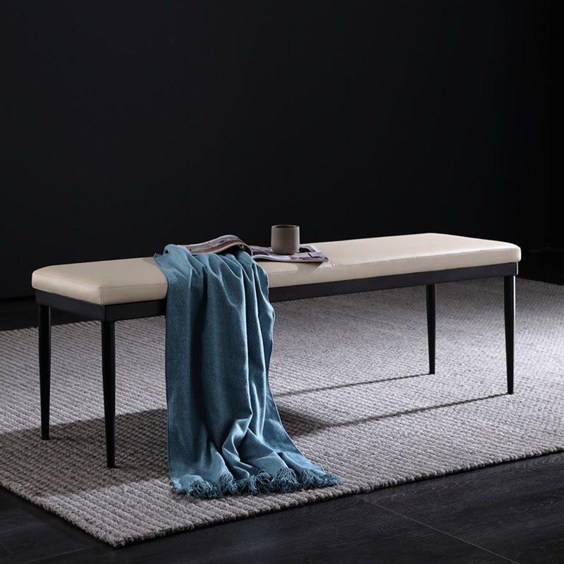 Modern Dining Bench with Black Metal Legs, 18"H Upholstered Seating Bench Clearhalo 'Benches' 'Chairs & Seating' 'furn' 'furn_benches' 'Furniture' 'Living Room Furniture' 1200x1200_7553f4c4-940c-4e0a-87c2-24b14baa13bf