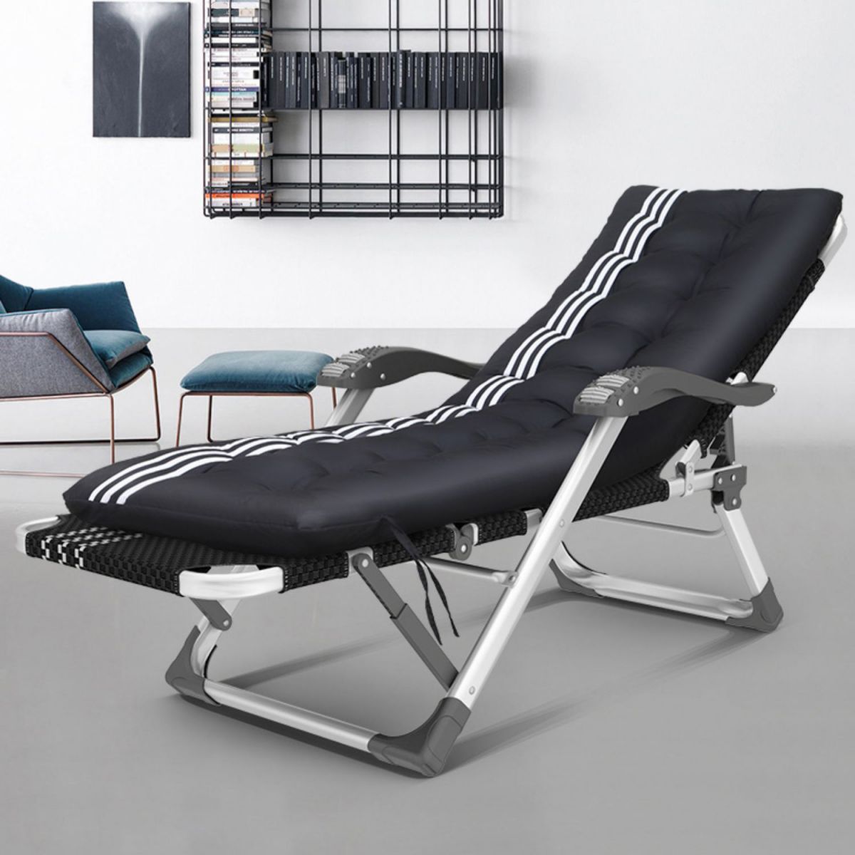 Modern Style Metal Frame Standard Recliner Foldable Recliner Chair Clearhalo 'Chairs & Seating' 'furn' 'furn_recliners' 'Furniture' 'Living Room Furniture' 'Recliners' 1200x1200_7556021b-dbeb-4c26-baa2-ec695088bbad