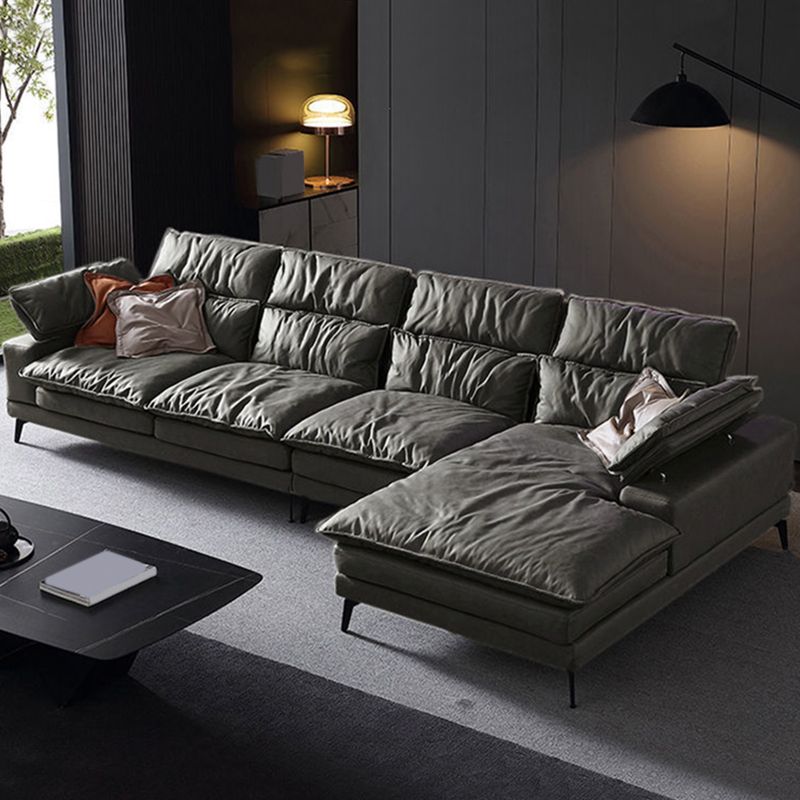Modern Style Sofa Bed Imitation Leather Material Grey/khaki/coffee Feather Padded Sofa Clearhalo 'furn' 'furn_sectionals' 'Furniture' 'Living Room Furniture' 'Sectionals' 1200x1200_7558a86c-7d6e-453a-8790-b4f943db9b31