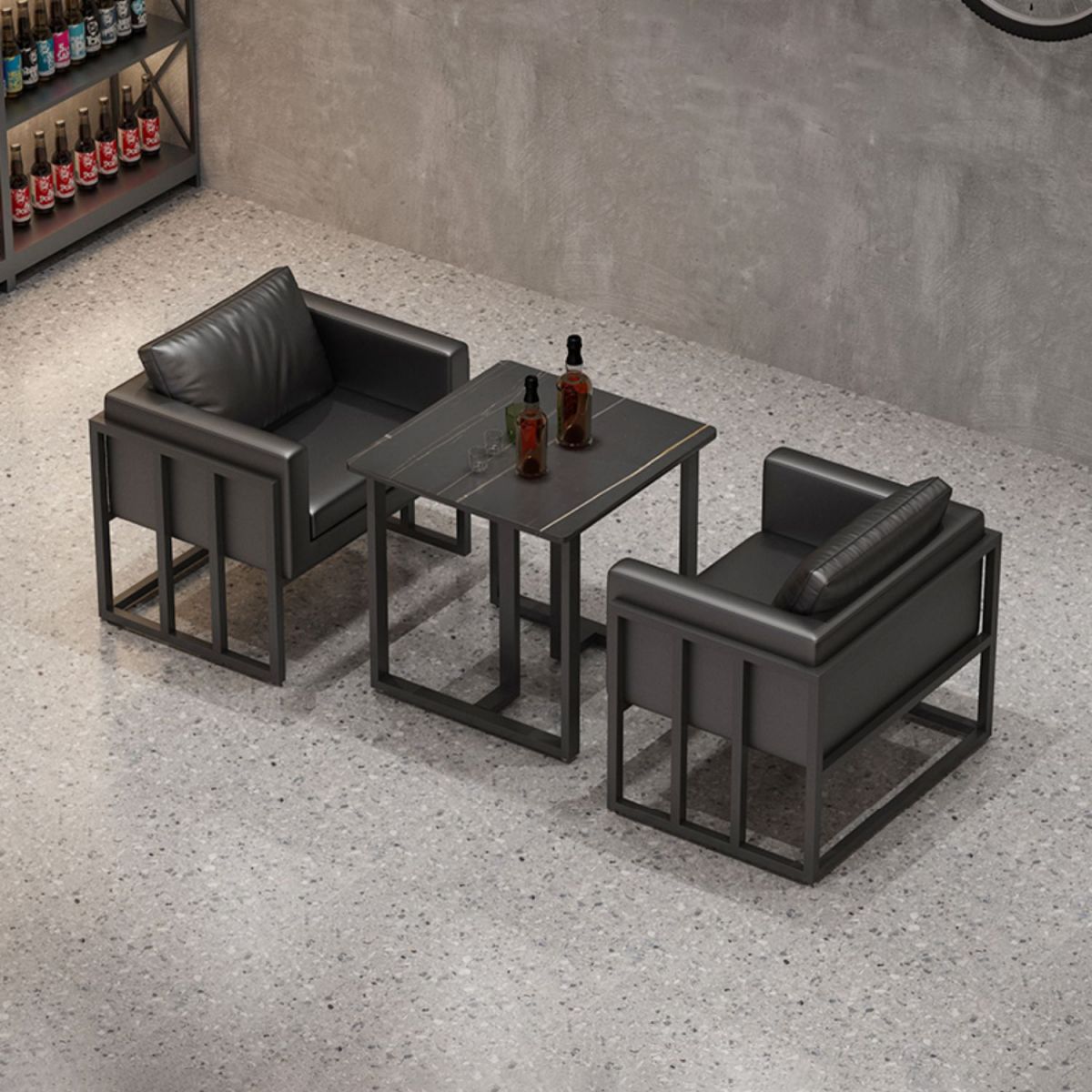 Industrial Sintered Stone Dinner Room Kitchen Table Black Table with Metal Base for Dinning Room Clearhalo ' dining_table' 'Dining Tables & Seating' 'Dining Tables' 'furn' 'furn_dining_table' 'Furniture' 'furniture_dining_table' 'Kitchen & Dining Furniture' 'kitchen&dining_furn' 'kitchen' 'kitchen_dining_table' 1200x1200_755ac078-d83d-45d5-a95b-f6d045aad6eb