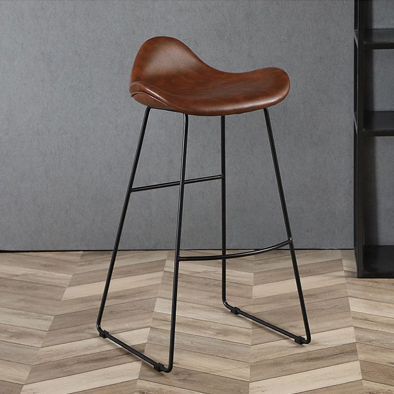 Modern Leather Armless Home Stool Matte Finish Barstool with Footrest