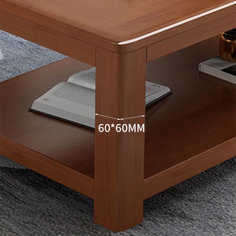 長方形の4脚ベースソリッドウッドテーブルストレージシェルフの北欧スタイルのコーヒーテーブル