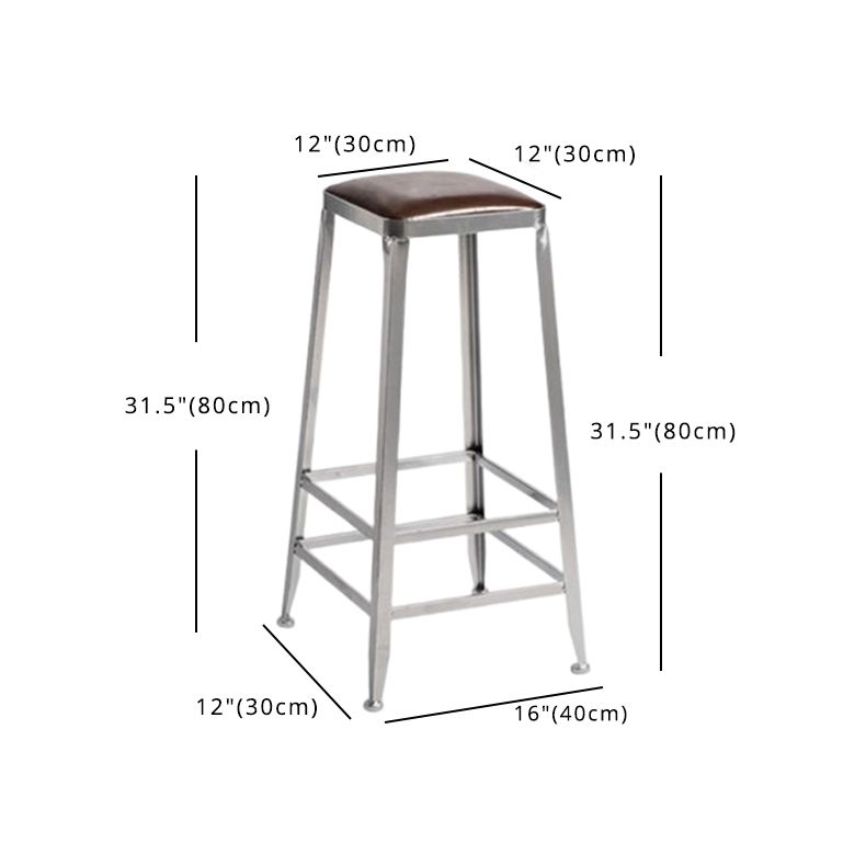 Industrial Square Iron Bar Stool Silver Footrest Bristol Stool Clearhalo 'Bar Furniture' 'Bar Stools' 'bar_stools' 'furn' 'furn_bar_stools' 'Furniture' 'Kitchen & Dining Furniture' 1200x1200_755e3c78-bea6-4d0f-b973-4ffa97f2443e
