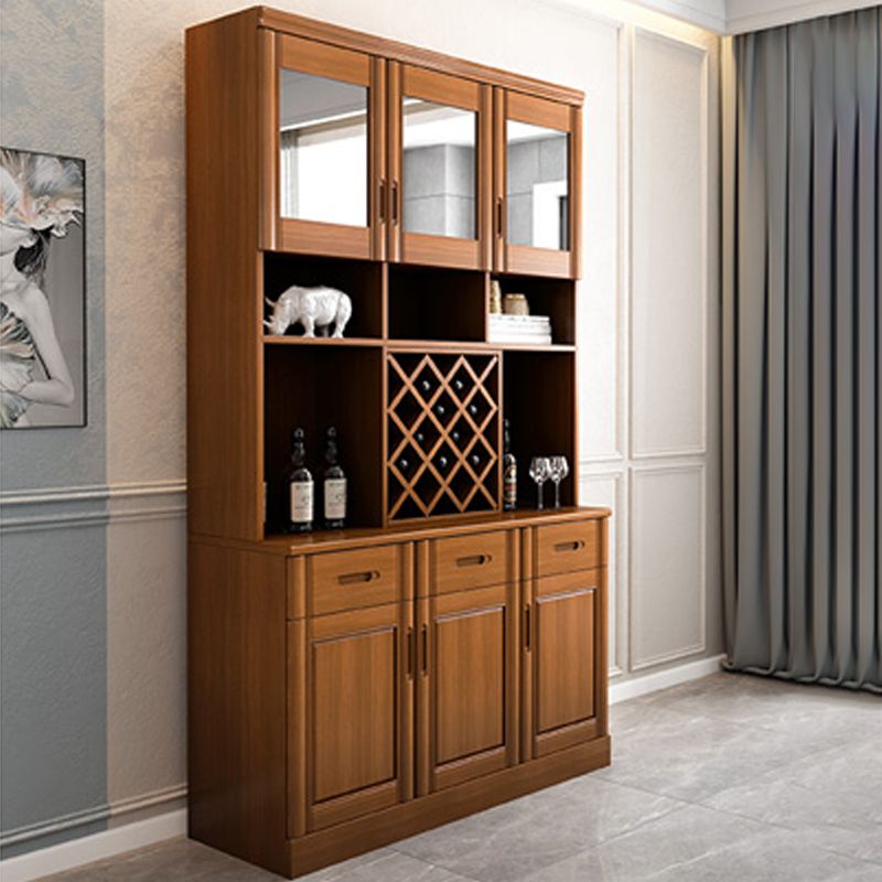 Porte moderne di vetro da sala da pranzo a buffet in legno di gomma con cassetti per soggiorno