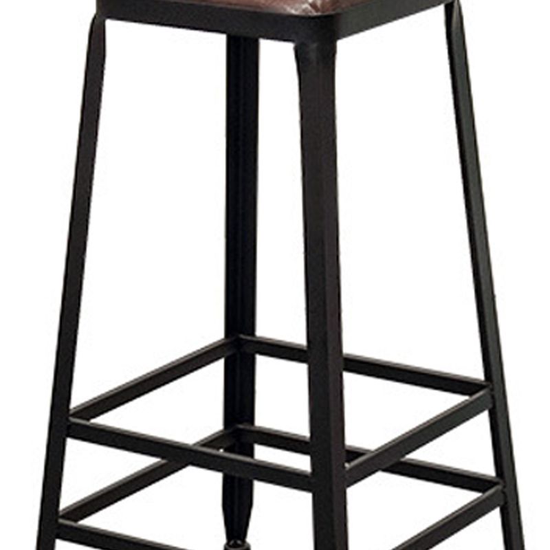 Tabouret de bar à dos basse de style brun de style contemporain avec jambes en métal