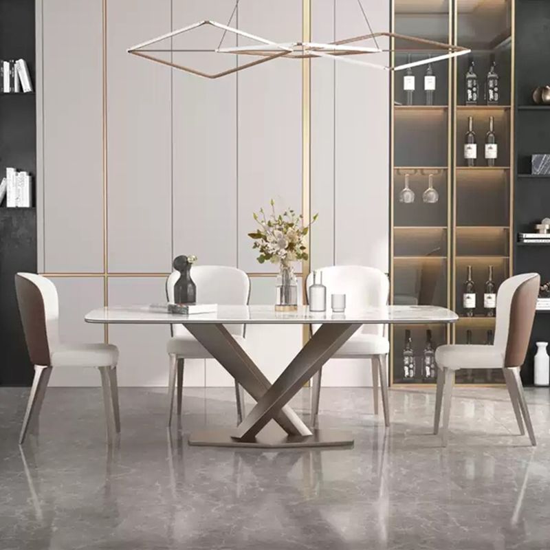 Traditional Luxury Rectangle Dining Table White Sintered Stone Table with Pedestal Base Clearhalo ' dining_table' 'Dining Tables & Seating' 'Dining Tables' 'furn' 'furn_dining_table' 'Furniture' 'furniture_dining_table' 'Kitchen & Dining Furniture' 'kitchen&dining_furn' 'kitchen' 'kitchen_dining_table' 1200x1200_756016ce-a3eb-45d2-800a-e9c7c0853c08