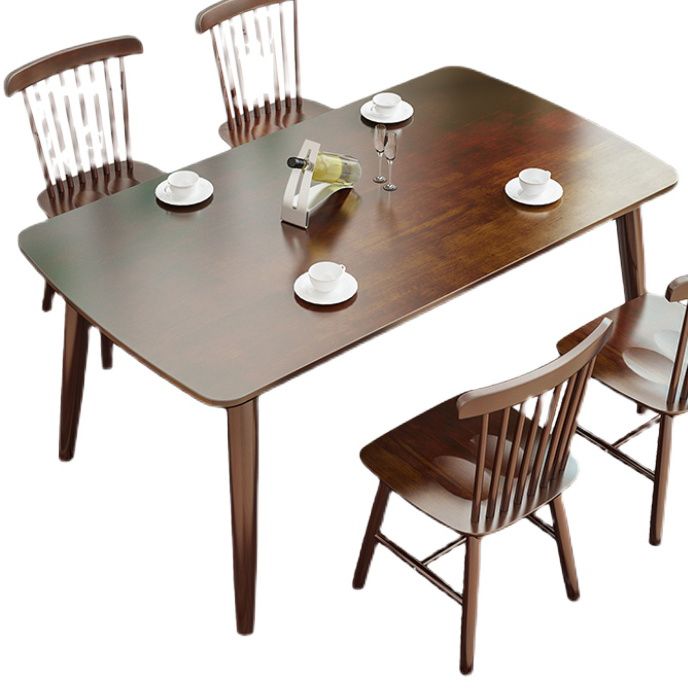 Rectangle 4 Legs Modern Dining Table Brown Tone Fixed Table with Solid Wood Clearhalo ' dining_table' 'Dining Tables & Seating' 'Dining Tables' 'Furniture' 'furniture_dining_table' 'Kitchen & Dining Furniture' 'kitchen&dining_furn' 'kitchen' 'kitchen_dining_table' 1200x1200_7560d7fd-e726-479c-a467-622552c18196