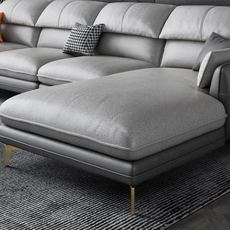 Pillow Top Arm Faux Leather Sofa and Chaise L-Shape Sectional with Storage for Apartment Clearhalo 'furn' 'furn_sectionals' 'Furniture' 'furniture_sectionals' 'Living Room Furniture' 'Sectionals' 1200x1200_756332f4-1758-46ef-b369-ccf15f78fc7e