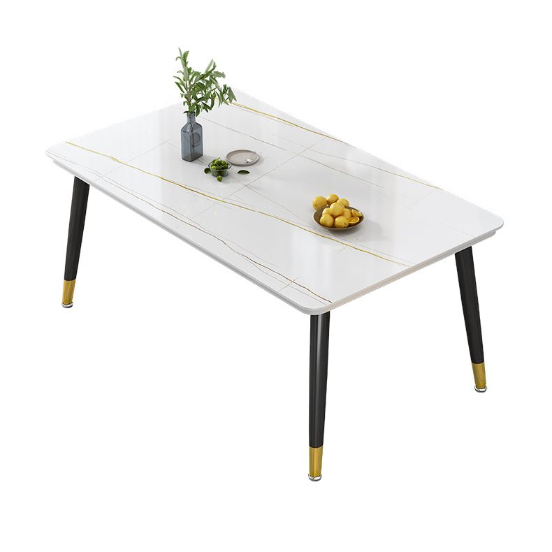 Glam Standard Rectangle Shape Table Sintered Stone Kitchen Dining Table with 4 Legs Base Clearhalo ' dining_table' 'Dining Tables & Seating' 'Dining Tables' 'furn' 'furn_dining_table' 'Furniture' 'furniture_dining_table' 'Kitchen & Dining Furniture' 'kitchen&dining_furn' 'kitchen' 'kitchen_dining_table' 1200x1200_75645d2c-a8de-4e59-89e0-0948c2cd903f