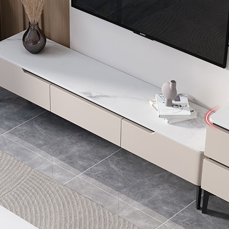 Modern Marble TV Media Stand 16" W Enclosed Storage TV Stand with Drawers Clearhalo 'furn' 'furn_tv_stands_entertainment_centers' 'Furniture' 'Living Room Furniture' 'TV Stands & Entertainment Centers' 'TV Stands & Media Storage Furniture' 'tv_stands_entertainment_centers' 1200x1200_75646e47-d888-468f-a2aa-001cdf364969