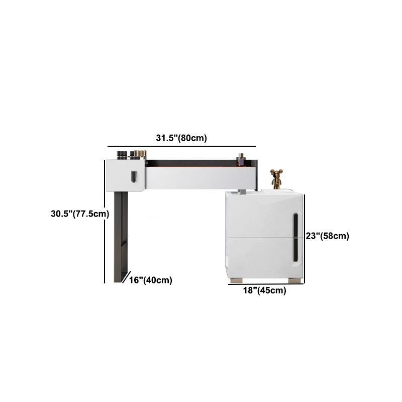Contemporary Glass Top Make-up Vanity 3 Drawer Vanity Dressing Table Set