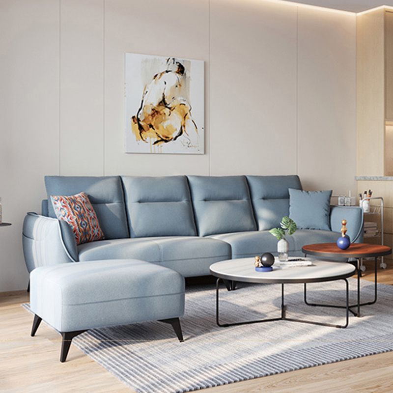 Contemporary Solid Color Sewn Pillow Back Sofa For Living Room