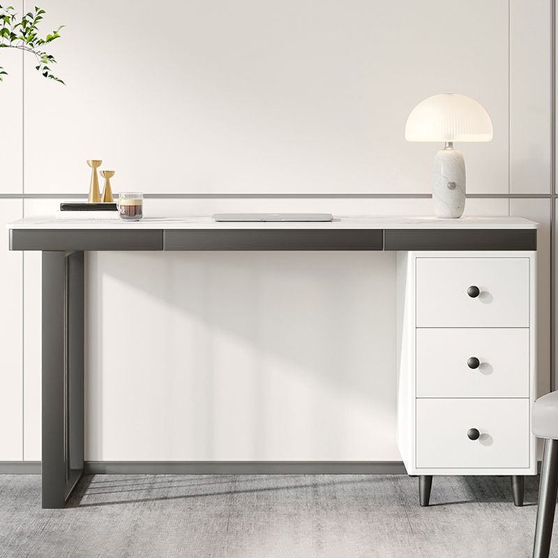 Modern Style White Office Task Desk Rectangular Shape Writing Desk with 2 Legs Clearhalo 'furn' 'furn_office_desk' 'Furniture' 'Office Desks' 'Office Furniture' 'office_desk' 1200x1200_75660a79-bb54-47d4-8b82-a95f45e549f8
