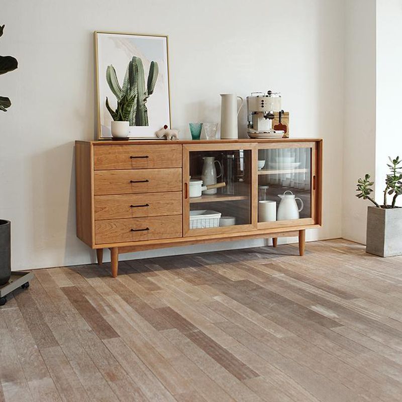 Wooden Storage Sideboard Modern Home Sideboard with Drawers and Sliding Door Clearhalo 'buffet_sideboard' 'Buffets & Sideboards' 'furn' 'furn_buffet_sideboard' 'Furniture' 'Kitchen & Dining Furniture' 1200x1200_7566c4d4-9515-4e23-9b72-b47ac4d78ab9