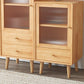 Contemporary Solid Wood Cabinet Glass Paned 1 - Door Natural Chest with Drawers Clearhalo 'Cabinets & Chests' 'cabinets_chests' 'furn' 'furn_cabinets_chests' 'Furniture' 'Living Room Furniture' 1200x1200_756754a6-d113-4216-ba05-73dbab3c9d57