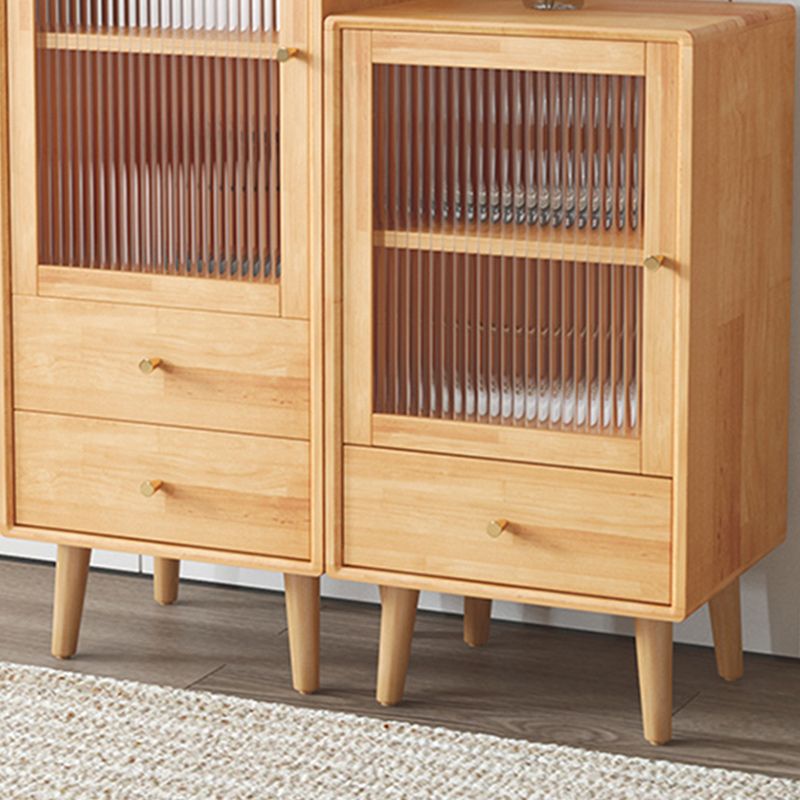 Contemporary Solid Wood Cabinet Glass Paned 1 - Door Natural Chest with Drawers Clearhalo 'Cabinets & Chests' 'cabinets_chests' 'furn' 'furn_cabinets_chests' 'Furniture' 'Living Room Furniture' 1200x1200_756754a6-d113-4216-ba05-73dbab3c9d57