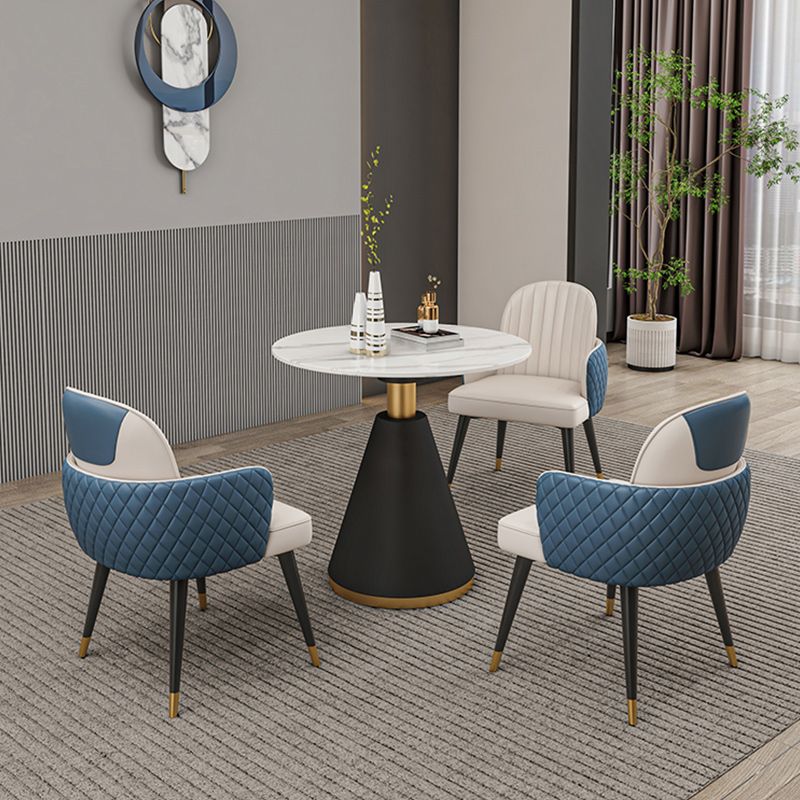 Glam 1/2/3/4/5 Pieces Dinette Set with White Sintered Stone Top Round Dining Table Set Clearhalo 'Dining Room Sets' 'Dining Tables & Seating' 'dining_room_set' 'furn' 'furn_dining_room_set' 'Furniture' 'furniture_dining_room_set' 'Kitchen & Dining Furniture' 1200x1200_75675ab2-83ab-4498-9588-b4022971d85f