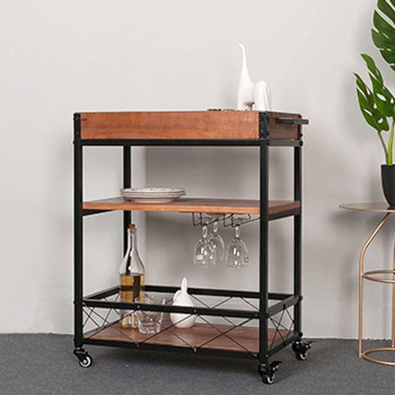 Contemporary Rolling Kitchen Cart Wood Rectangular Kitchen Cart for Dining Room Clearhalo 'furn' 'furn_kitchen_islands_carts' 'Furniture' 'Kitchen & Dining Furniture' 'Kitchen Islands & Carts' 'kitchen_islands_carts' 1200x1200_75678ba6-1376-41c3-bf8b-8fd939466ad7