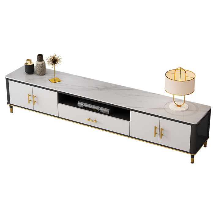 Console TV bianca in stile glam da 17,72 "H in stile TV con 1 cassetto per soggiorno