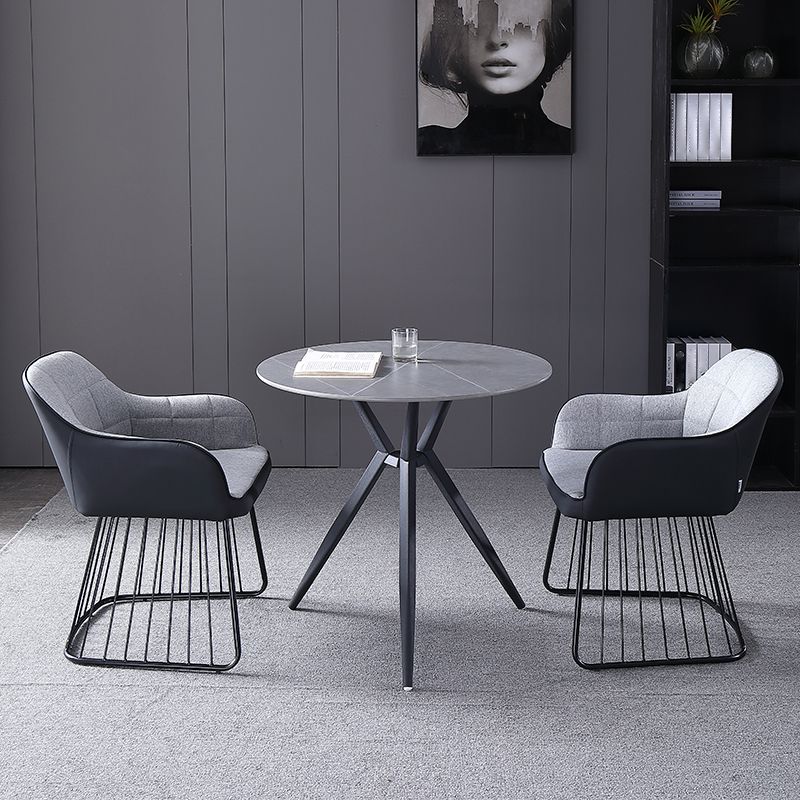 Modern Style Sintered Stone Dining Set with Round Shape Dinette Set with 3 Legs Base Clearhalo 'Dining Room Sets' 'Dining Tables & Seating' 'dining_room_set' 'furn' 'furn_dining_room_set' 'Furniture' 'furniture_dining_room_set' 'Kitchen & Dining Furniture' 'kitchen&dining_furn' 'kitchen' 1200x1200_756ab735-96ac-41ef-abb4-597752b5d43f