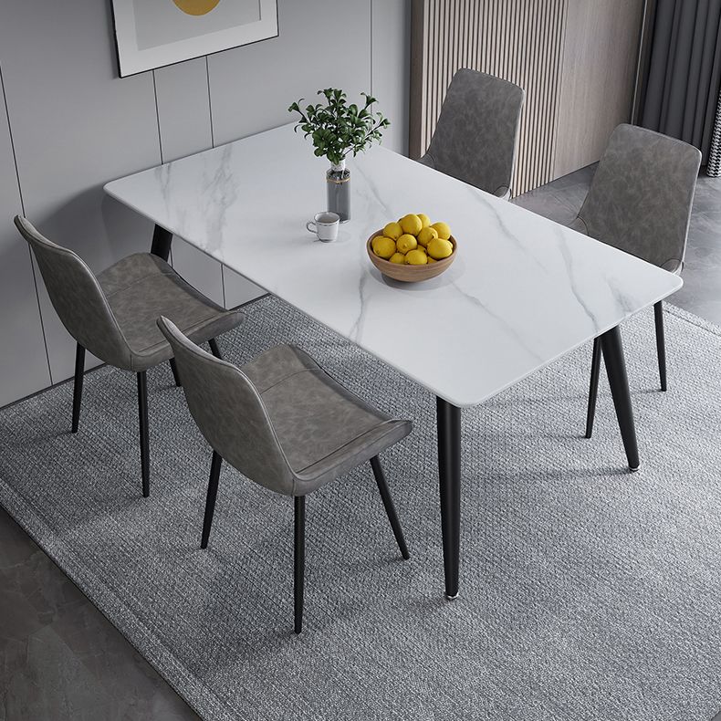 Contemporary Rectangle Shape Sintered Stone Dining Table Kitchen Dining Table with 4 Legs Base Clearhalo ' dining_table' 'Dining Tables & Seating' 'Dining Tables' 'Furniture' 'furniture_dining_table' 'Kitchen & Dining Furniture' 'kitchen&dining_furn' 'kitchen' 'kitchen_dining_table' 1200x1200_756c39a9-4168-4573-b449-46d1cf7156f8