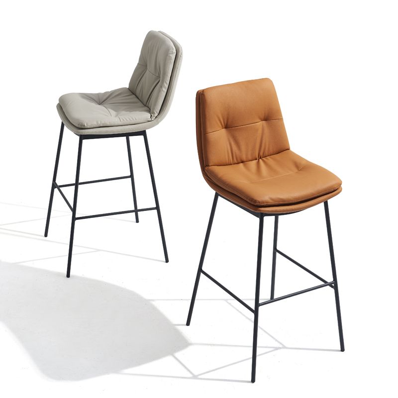 Contemporary Metal Leather Bar Stools Indoor Barstool with Iron Legs and Footrest Clearhalo 'Bar Furniture' 'Bar Stools' 'bar_stools' 'furn' 'furn_bar_stools' 'furniture_bar_stools' 'Kitchen & Dining Furniture' 'kitchen&dining_furn' 'kitchen' 'kitchen_furn' Furniture' 1200x1200_756d59b6-9ac8-4871-a7a9-f28f4f3dabff