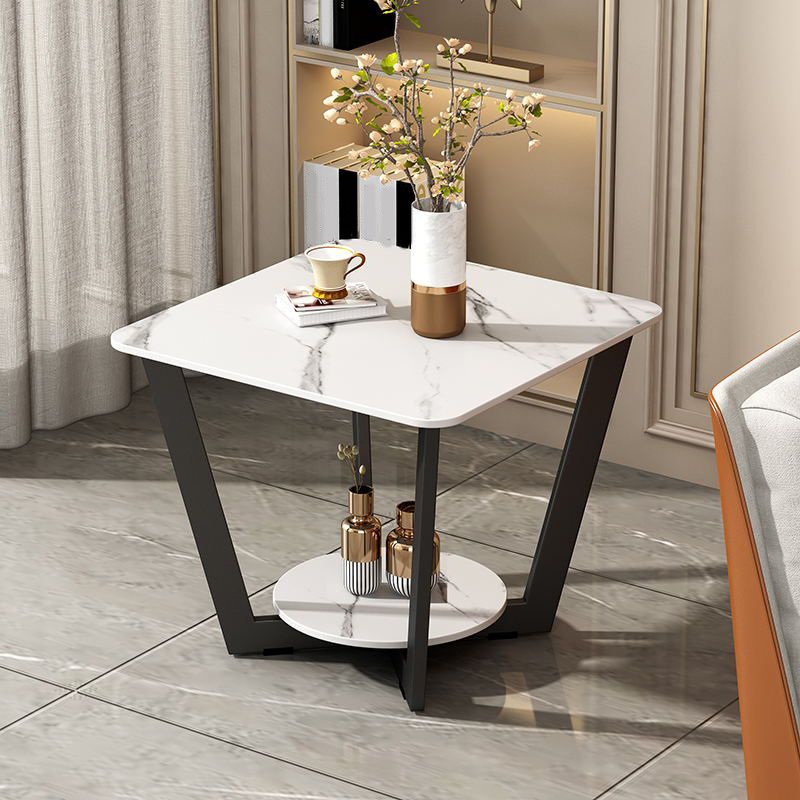 Modernistic Square Storage End Table 19.7" Tall Cross Legs Side Table Clearhalo 'Coffee & Accent Tables' 'End & Side Tables' 'end_side_tables' 'furn' 'furn_end_side_tables' 'Furniture' 'Living Room Furniture' 1200x1200_756e356d-0e6f-45b3-bbaa-cd9c5e6f4fb4