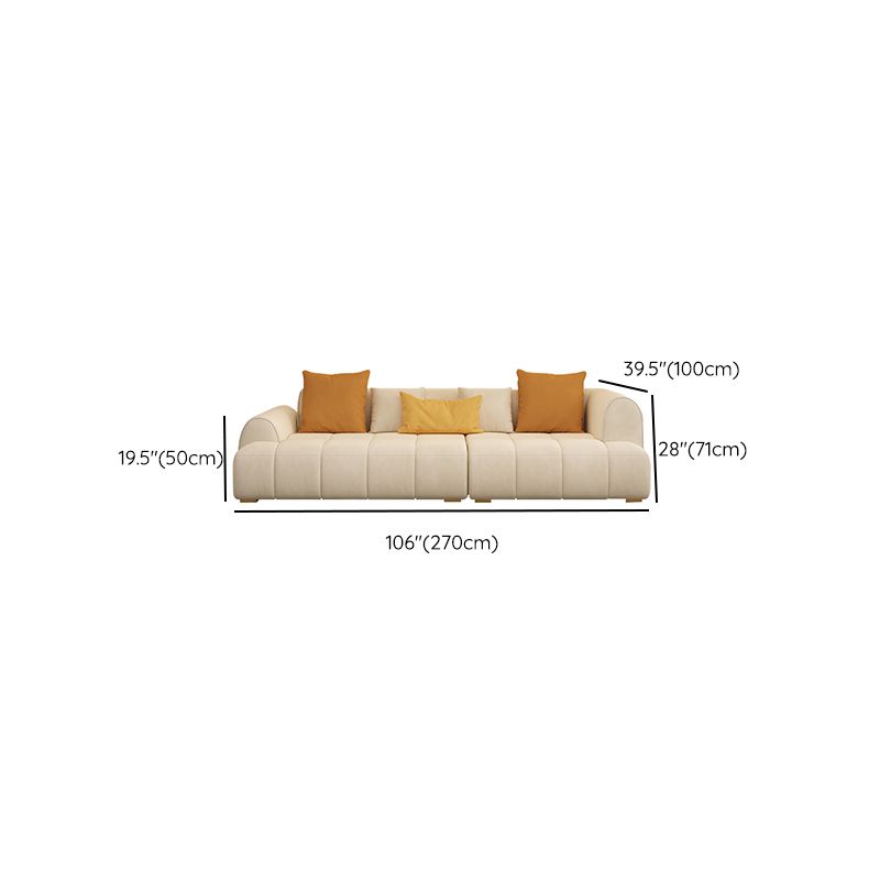 Scandinavian Fabric Stationary Sofa Recessed Arm Sofa with Pillows