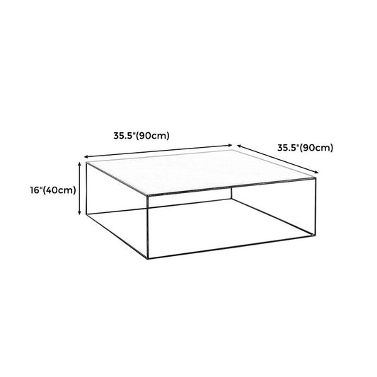 White/Black Metal Frame Coffee Table Modern Square Assembled Table