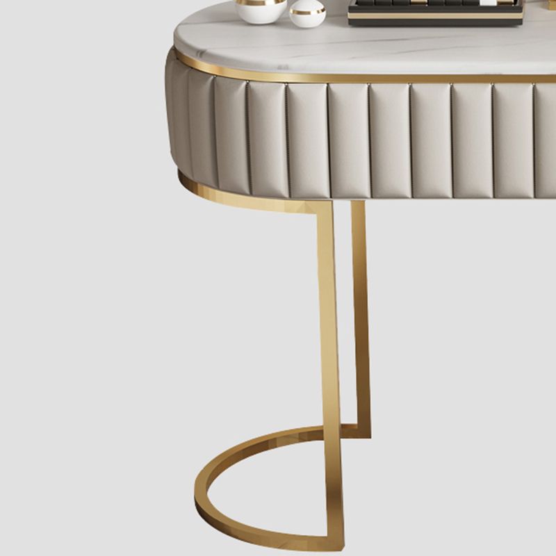 ベッドルームグラムメタリッククリームスタンディングバニティドレッシングテーブルセット