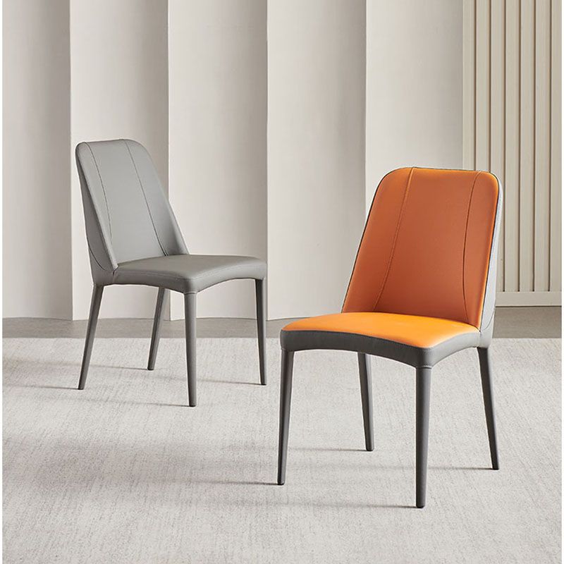 Industrial Home Side Chair Solid Back Metal Upholstered Dining Side Chair (Set of 2) Clearhalo ' kitchen&dining_furn' 'Dining Chairs' 'Dining Tables & Seating' 'dining_chair' 'furn' 'furn_dining_chair' 'Furniture' 'furniture_dining_chair' 'Kitchen & Dining Furniture' 'kitchen' 1200x1200_75734c0e-e77e-4aae-a676-542a8a821b77