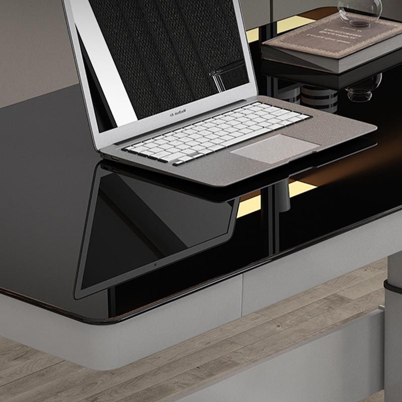 Contemporary Style Standing Desk Converter Metal Trestle Base Desk for Office Clearhalo 'furn' 'furn_office_desk' 'Furniture' 'Office Desks' 'Office Furniture' 'office_desk' 1200x1200_7574c5d0-f586-4006-b58c-0ddb3c9c4353