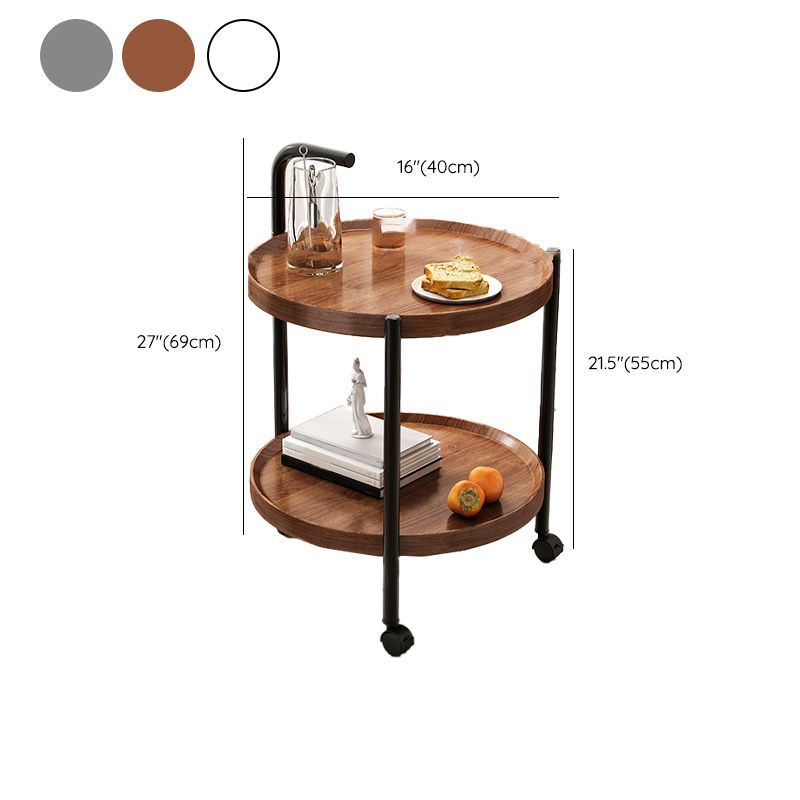 Contemporary Accent Side Table with Storage Wood and Metal End Table