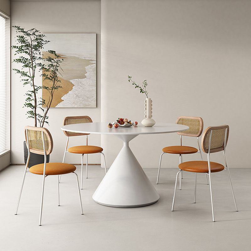 Contemporary Round Dining Table Sintered Stone Table with Metal Base Clearhalo 'Dining Tables & Seating' 'Dining Tables' 'dining_table' 'furn' 'furn_dining_table' 'Furniture' 'Kitchen & Dining Furniture' 1200x1200_75771b8c-51f6-42cb-ac7b-ae03d42eba0f