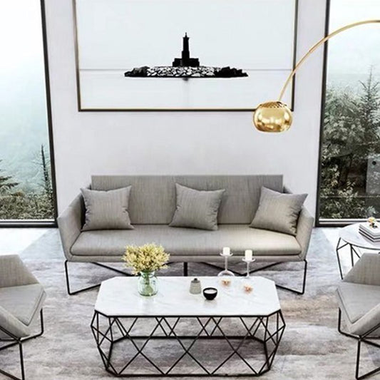 Contemporary Style Cotton Flared Arm Sofa in Gray For Living Room