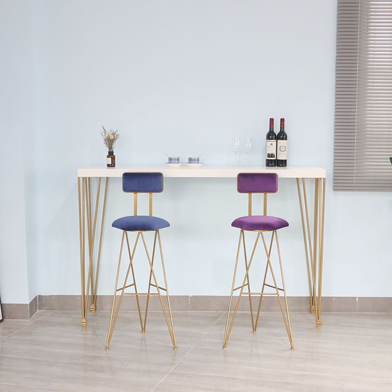 White Wood Top Counter Table Gold 4 Legs Industrial Bar Table for Dining Room Clearhalo 'Bar Furniture' 'Bar Tables' 'bar_tables' 'furn' 'furn_bar_tables' 'Furniture' 'furniture_bar_tables' 'Kitchen & Dining Furniture' 1200x1200_757808f4-40a7-4f10-b2a9-f4c9ec75b30f