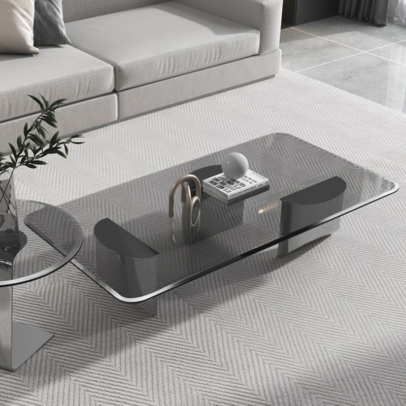 13.7" Contemporary Style 3 Legs Metal Base Square Glass Top Coffee Table Clearhalo 'Coffee & Accent Tables' 'Coffee Tables' 'coffee_tables' 'furn' 'furn_coffee_tables' 'Furniture' 'Living Room Furniture' 1200x1200_7578ea3b-24d6-4596-a6e6-9cf783a71cb6