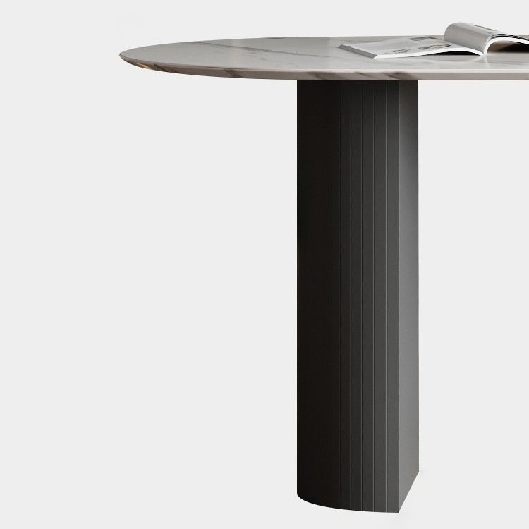 Metal Contemporary Oval Dining Table Sintered Stone Top Table with Double Pedestal Base Clearhalo ' dining_table' 'Dining Tables & Seating' 'Dining Tables' 'furn' 'furn_dining_table' 'Furniture' 'furniture_dining_table' 'Kitchen & Dining Furniture' 'kitchen&dining_furn' 'kitchen' 'kitchen_dining_table' 1200x1200_757bb2ba-9117-460d-8643-bd157858421e